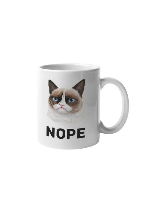 Grumpy cat nope mug white