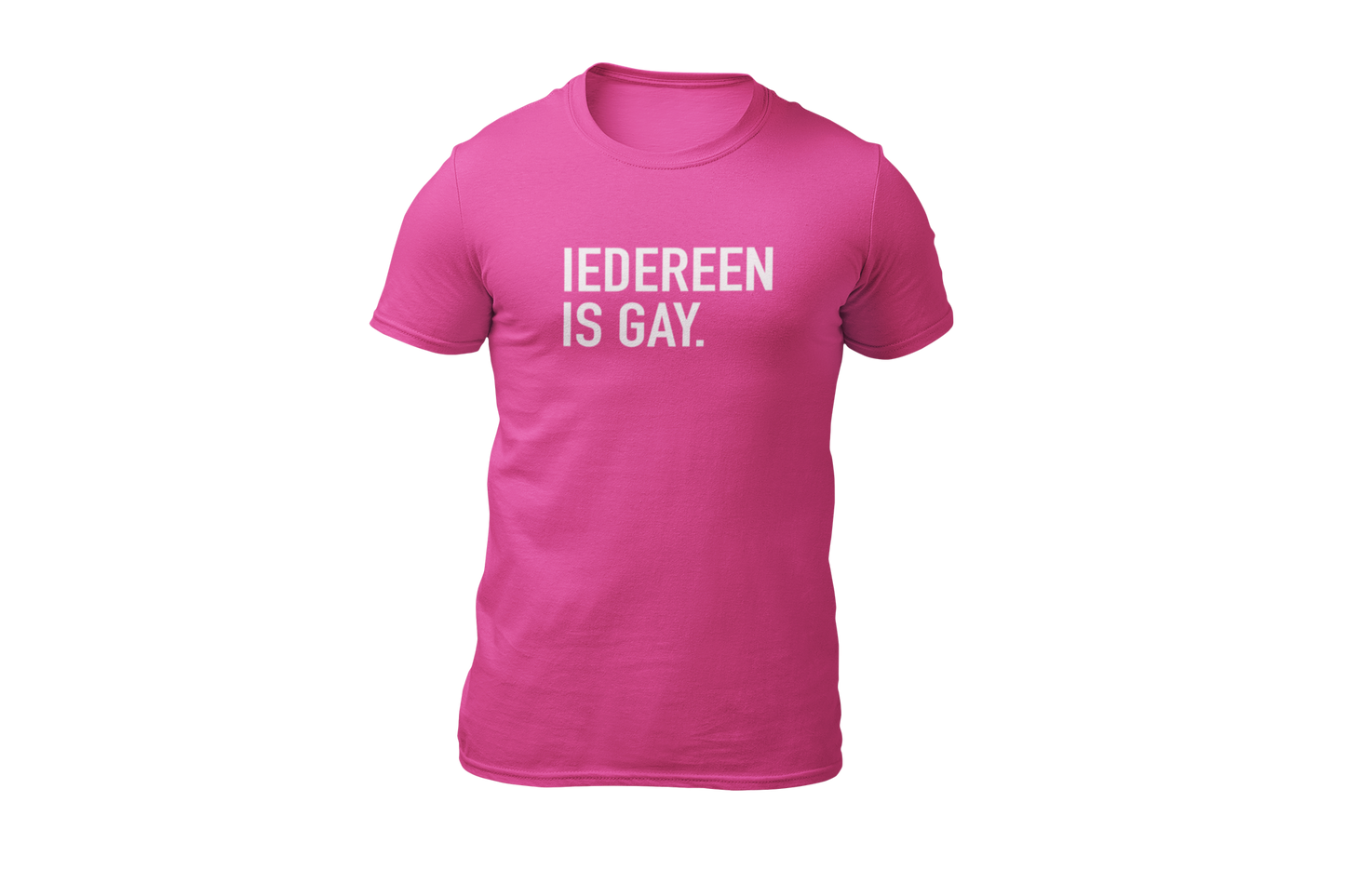 Iedereen is gay roze shirt donnie