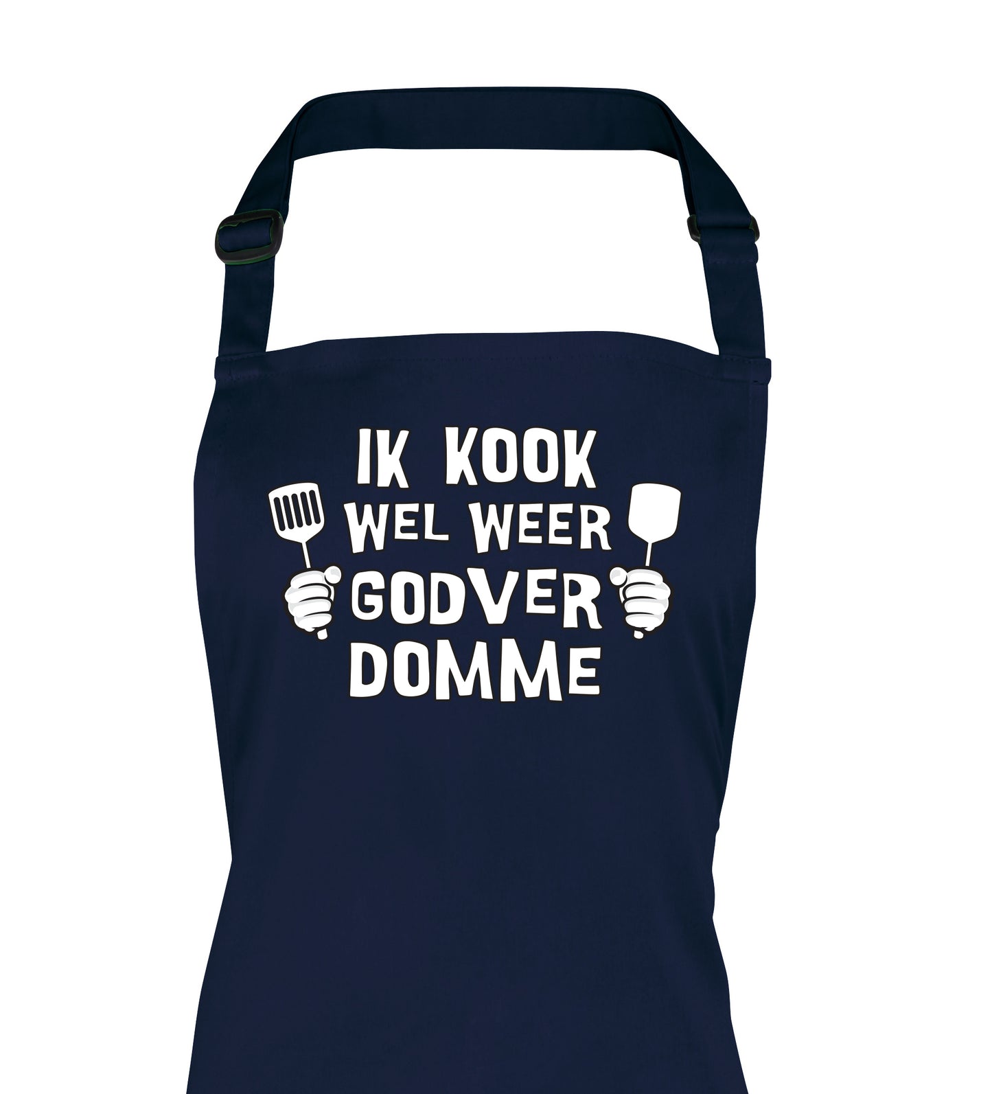 Ik kook wel weer godverdomme kook schort donnie blauw