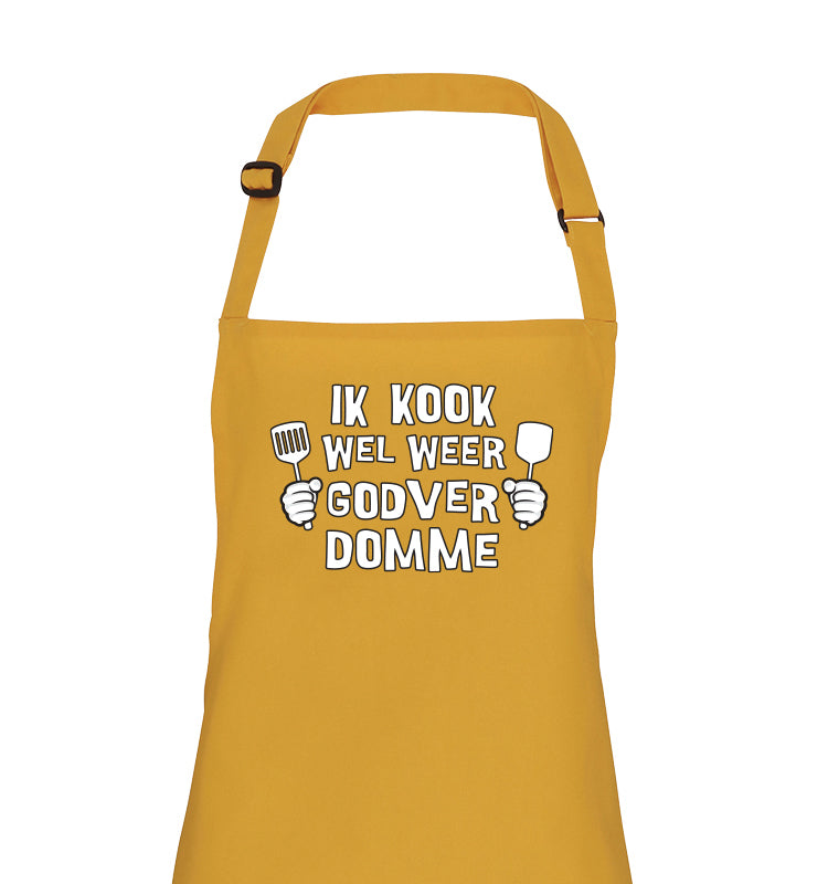 Ik kook wel weer godverdomme kook schort donnie geel