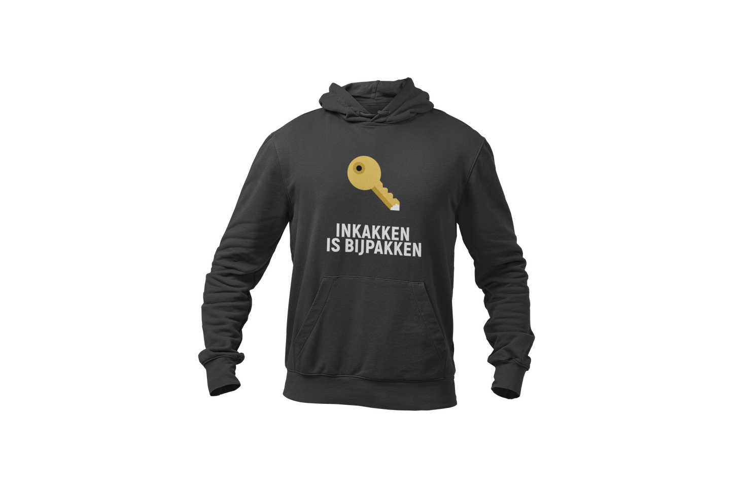 Inkakken is bijpakken hoodie dark grey