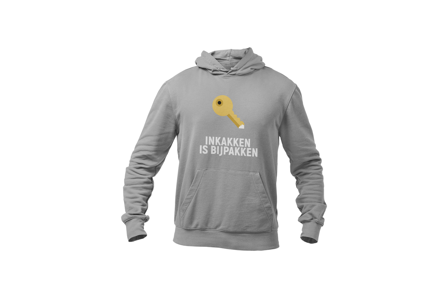 Inkakken is bijpakken hoodie light grey