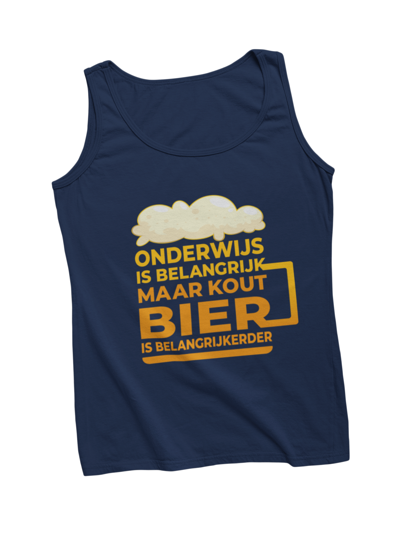 Onderwijs is belangrijk maar kaut koud bier is belangrijkerder tanktop blauw donnie