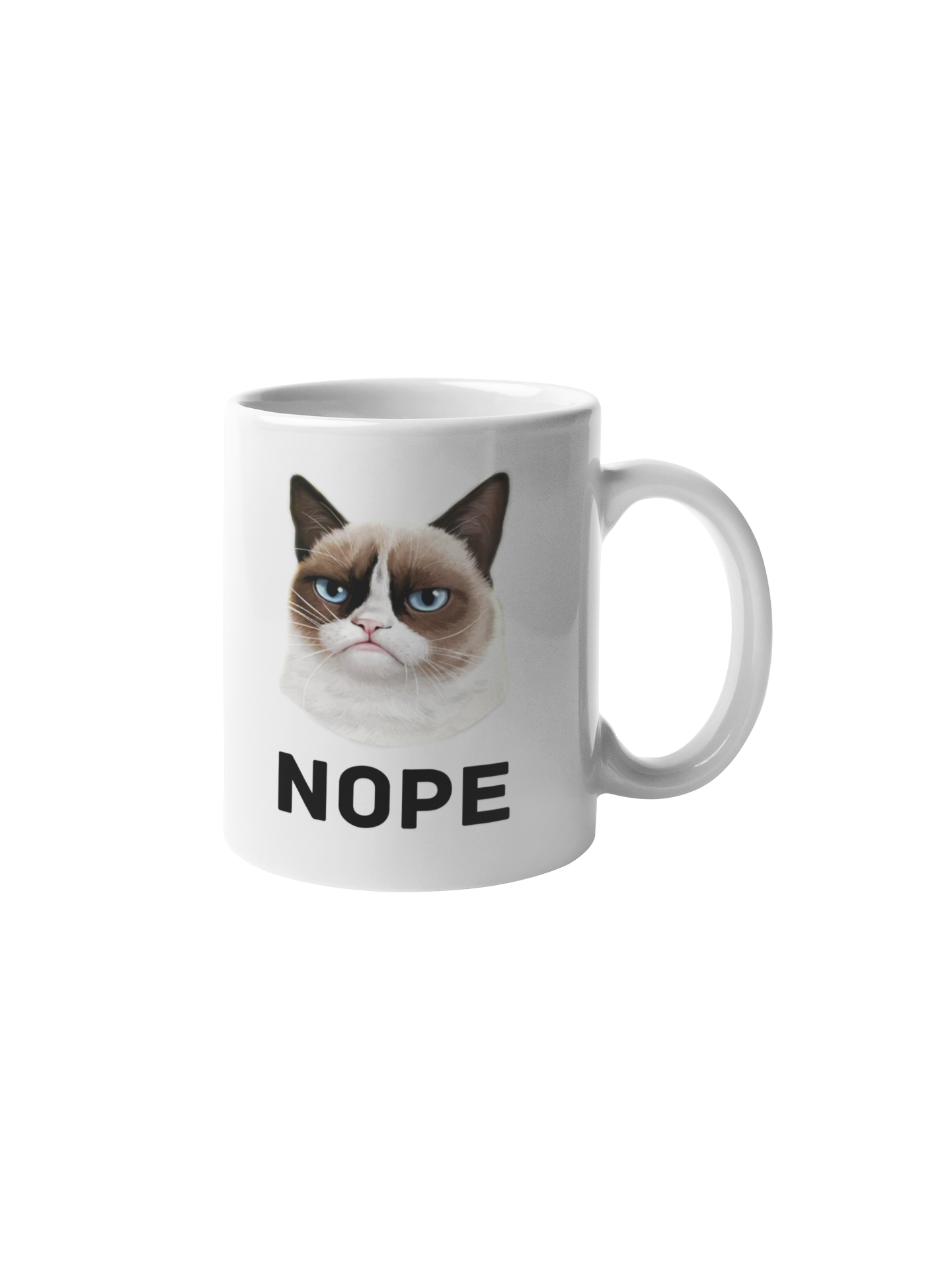 Grumpy cat nope mug white