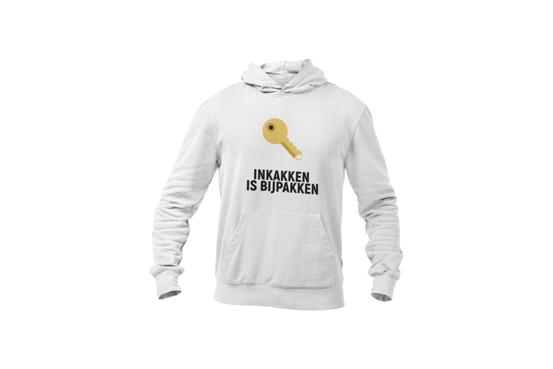Inkakken is bijpakken hoodie white