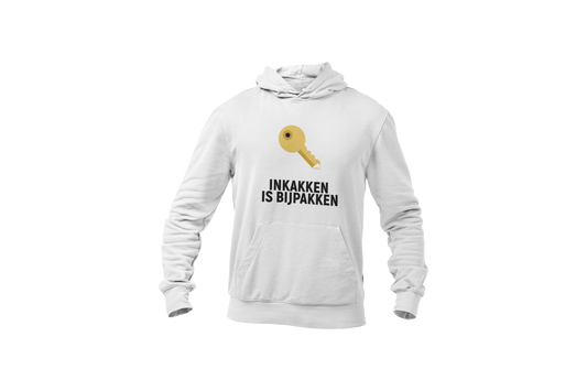Inkakken is bijpakken hoodie white