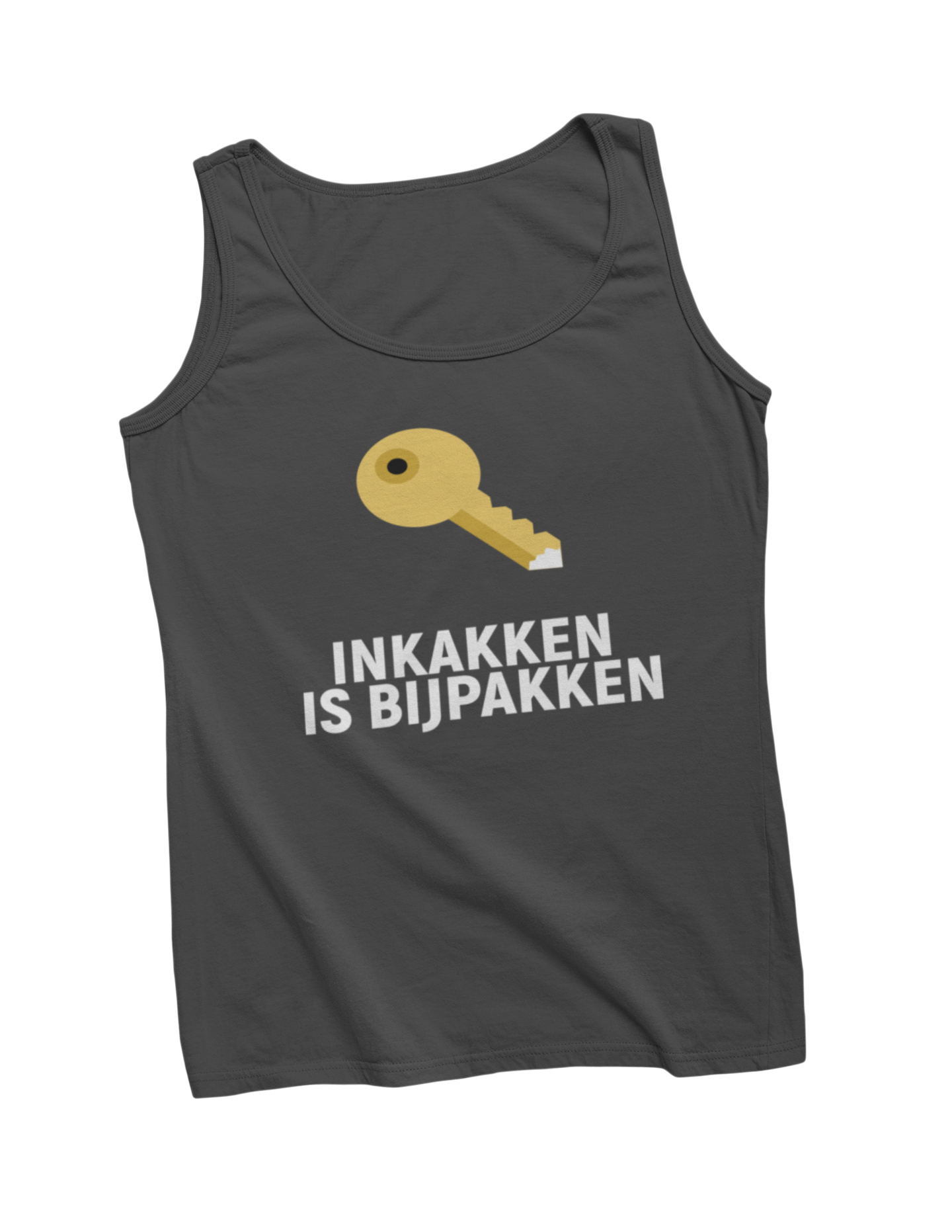 Inkakken is bijpakken tanktop dark grey