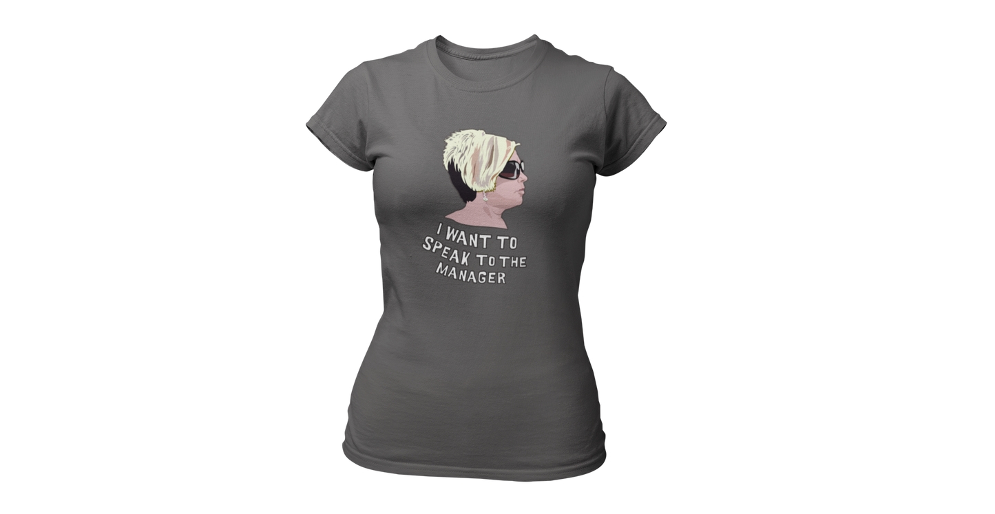 Karen i want to speak to the manager shirt donnie grijs