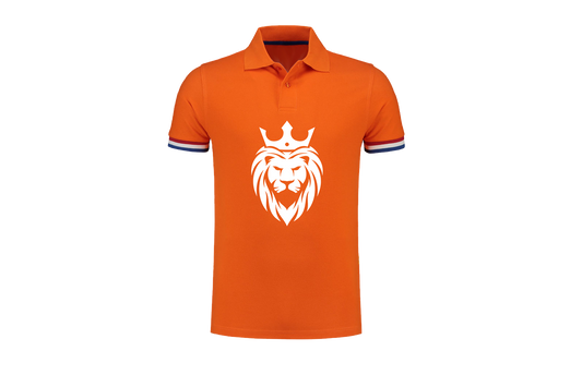 Oranje voetbal polo shirt nederland leeuwenkoning donnie