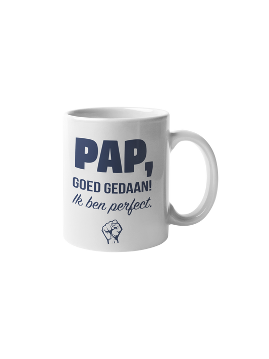 Pap goed gedaan ik ben perfect vaderdag mok donnie