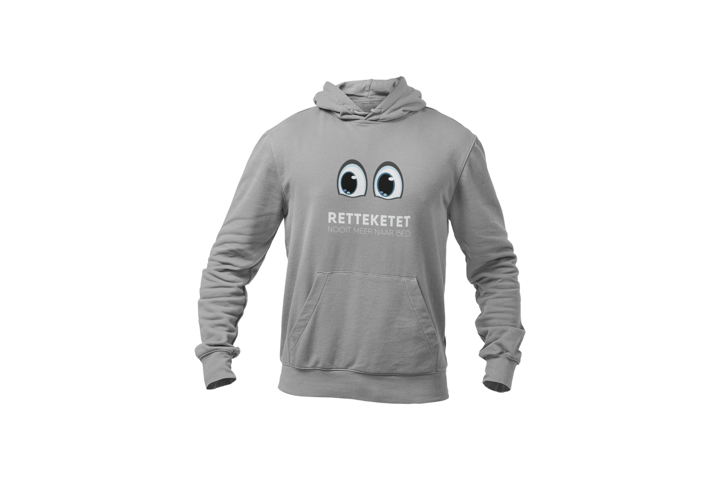 Retteketet nooit meer naar bed hoodie light grey