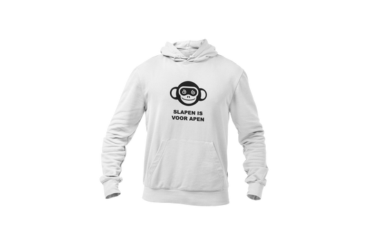 Slapen is voor apen hoodie white