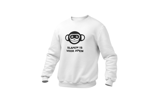 Slapen is voor apen sweater white
