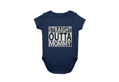 Straight out of mommy romper blue